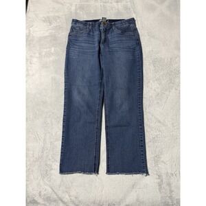 Democracy Jeans Womens 12 Straight Ankle Blue Medium Wash Denim Fray Hem 32x26